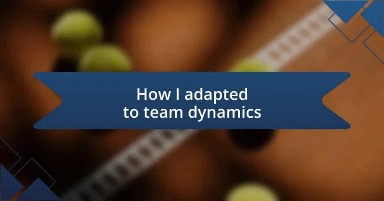 How I adapted to team dynamics