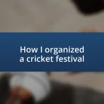 How I organized a cricket festival