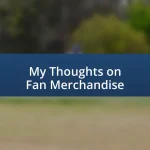 My Thoughts on Fan Merchandise