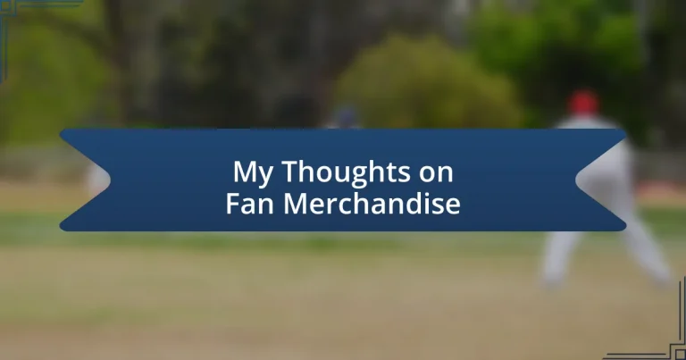 My Thoughts on Fan Merchandise