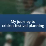 My journey to cricket festival planning