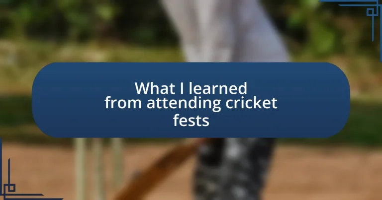 What I learned from attending cricket fests