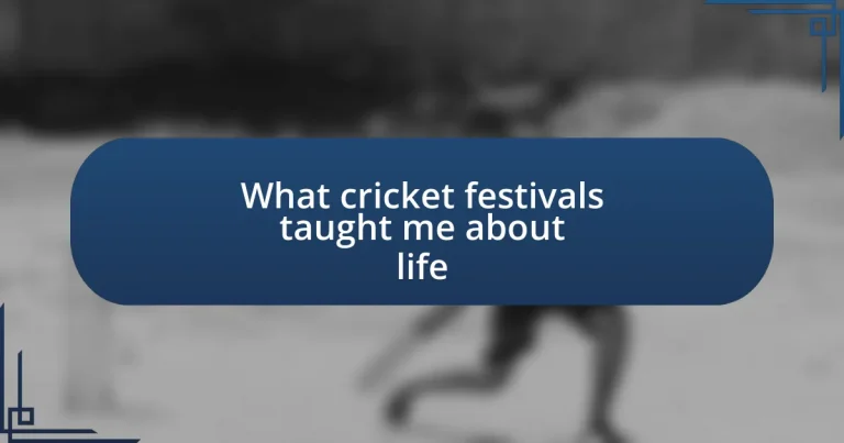 What cricket festivals taught me about life