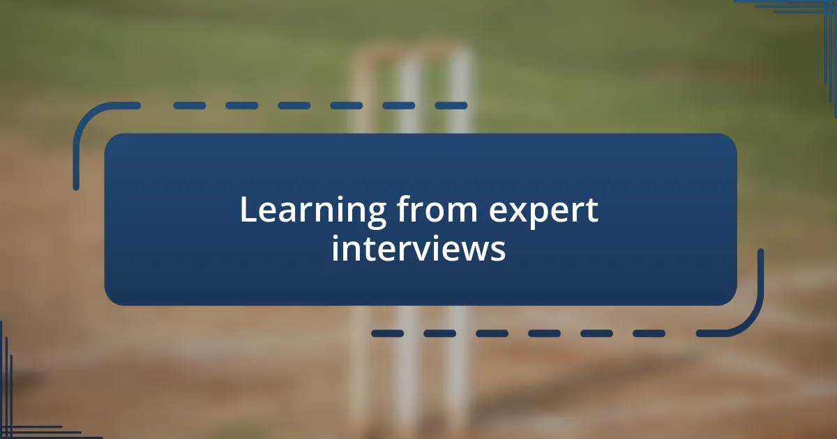 Learning from expert interviews