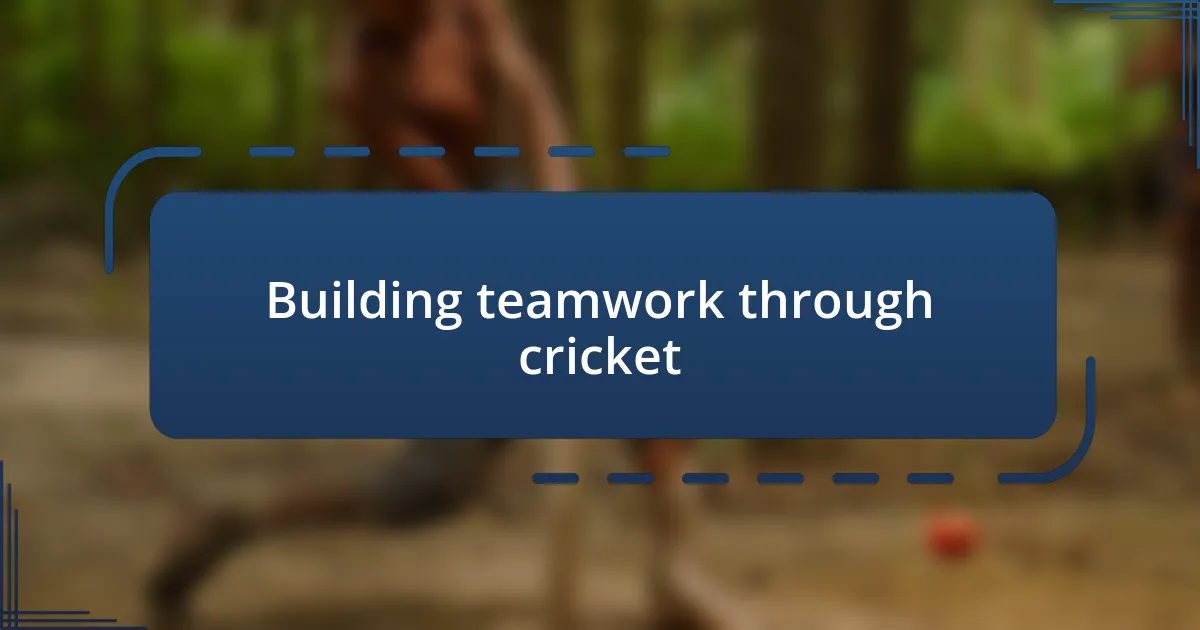 Building teamwork through cricket