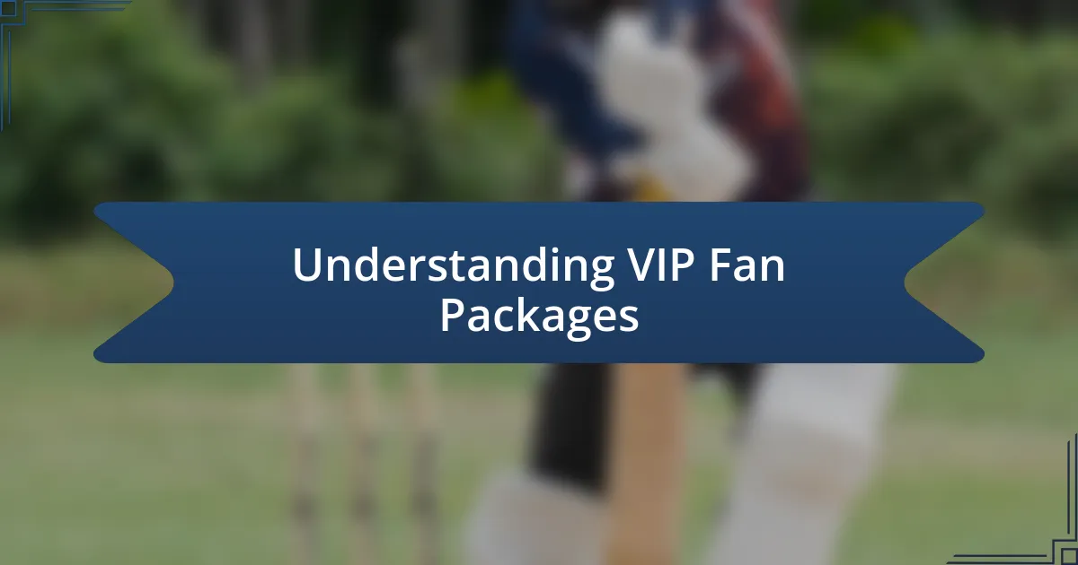 Understanding VIP Fan Packages