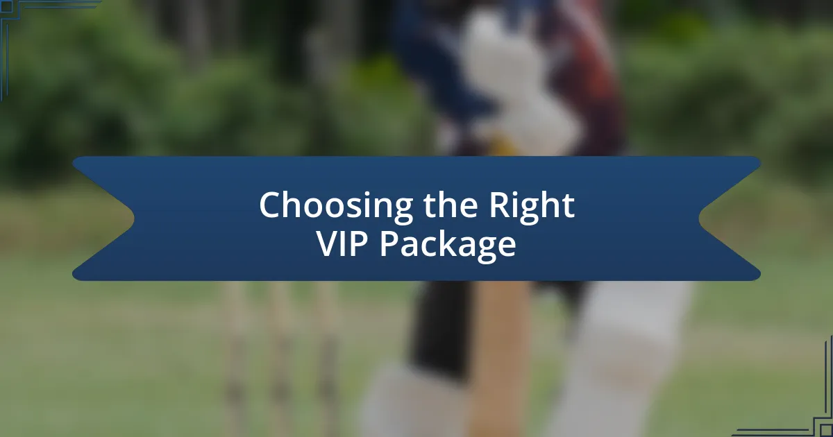 Choosing the Right VIP Package