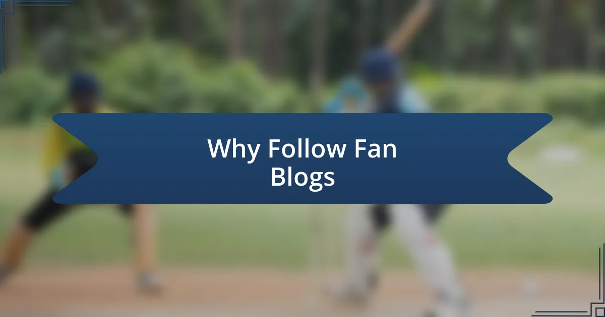 Why Follow Fan Blogs