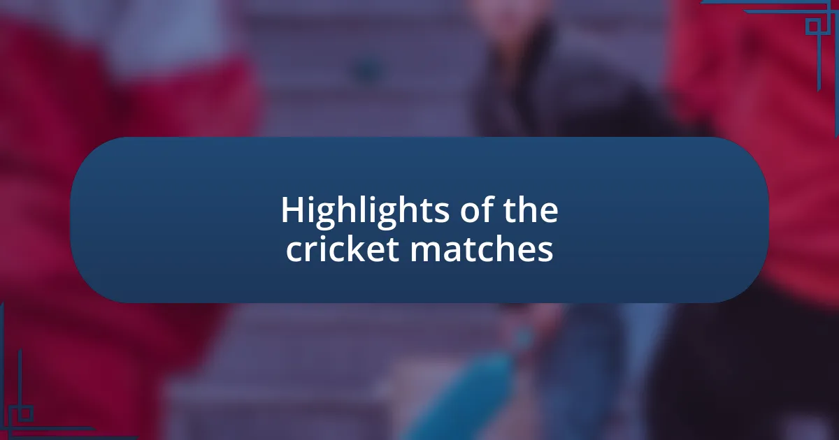 Highlights of the cricket matches