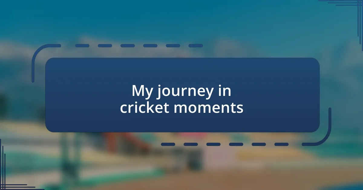 My journey in cricket moments