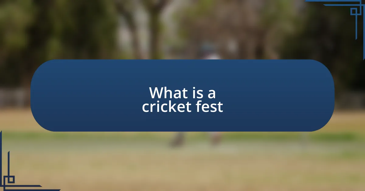 What is a cricket fest