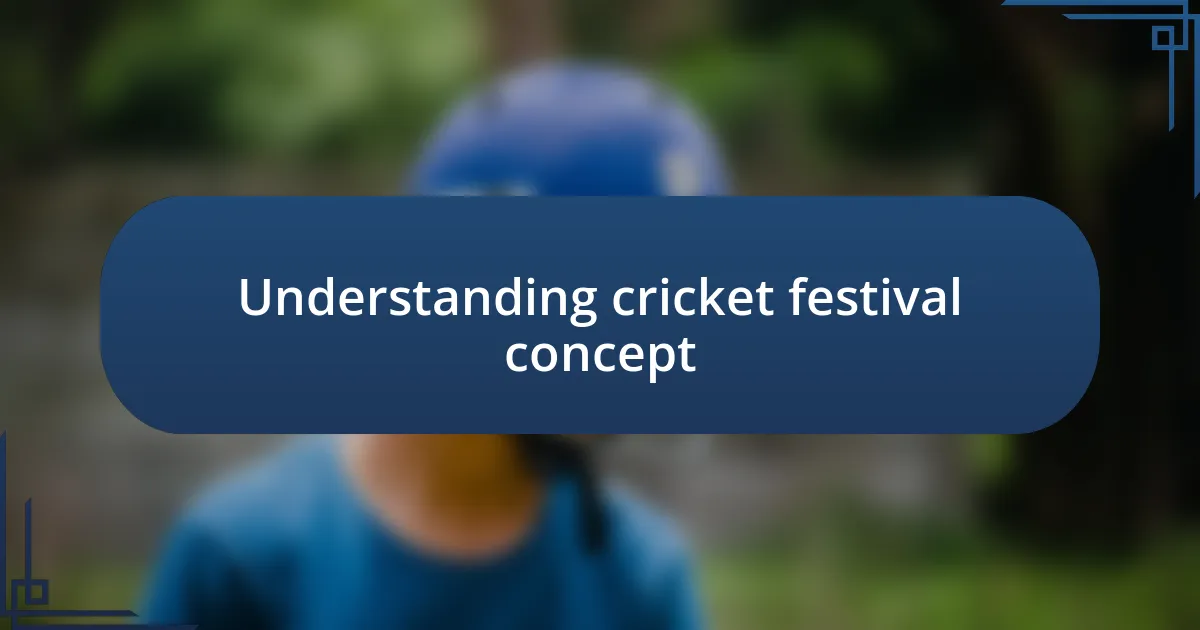 Understanding cricket festival concept